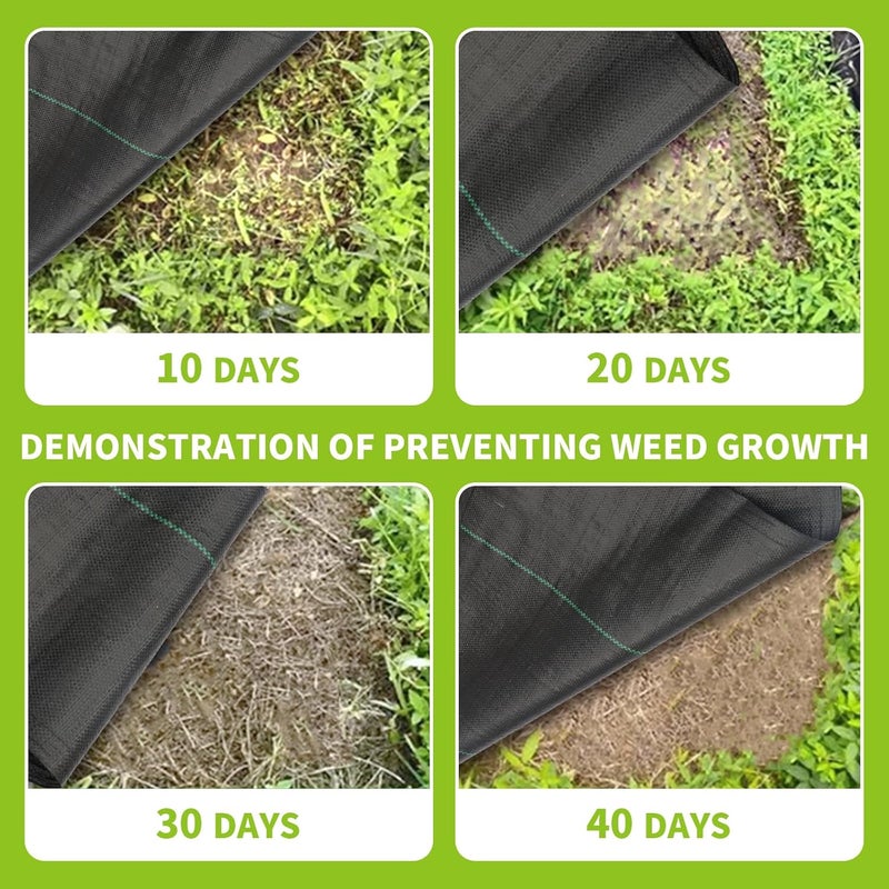 Dophenp 3x100ft 3.2OZ,Weed Barrier Landscape Fabric Heavy Duty, Woven Weed Control Fabric, High Permeability Good for Flower Bed, Geotextile Fabric Underlayment, Driveway (4ft*100ft) - Image 3